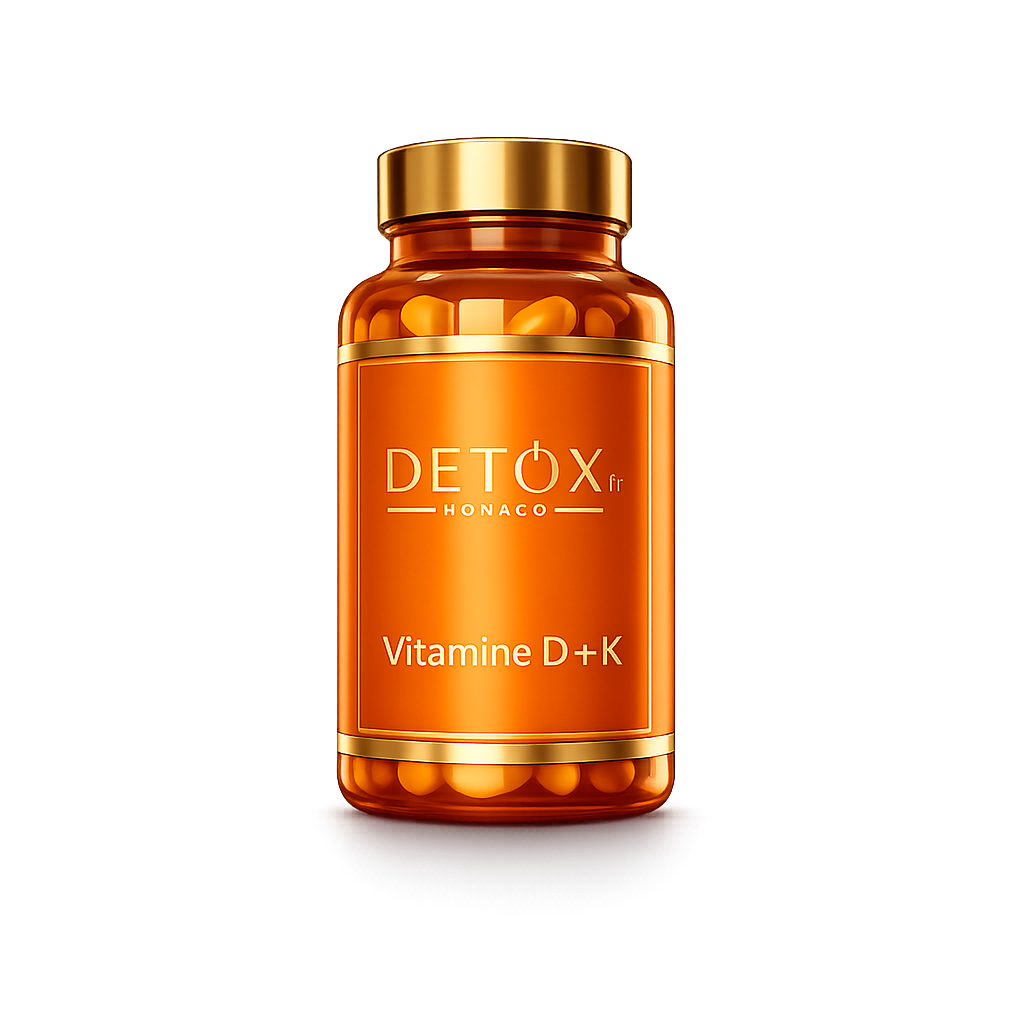 Vitamine D + K Detox — complément immunité et santé osseuse, flacon noir
