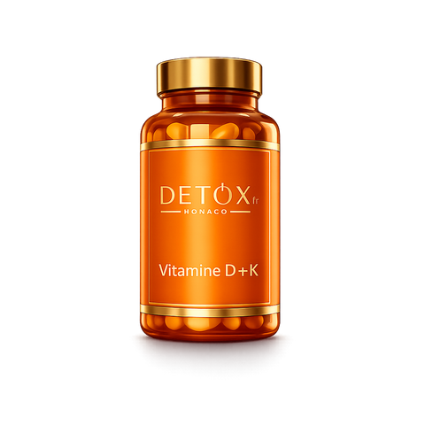 Vitamine D + K Detox — complément immunité et santé osseuse, flacon noir
