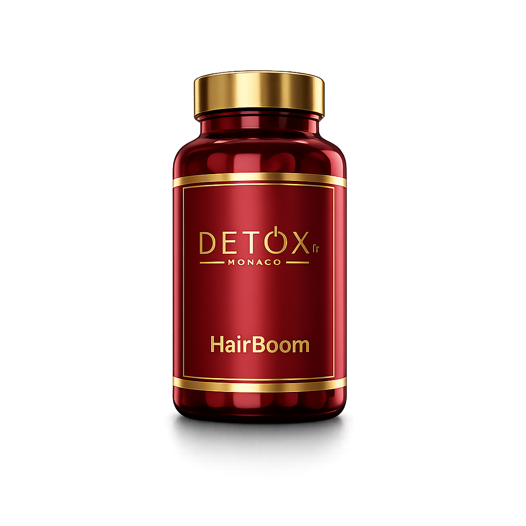 HairBOOM — complément anti-chute et croissance des cheveux, flacon noir Detox